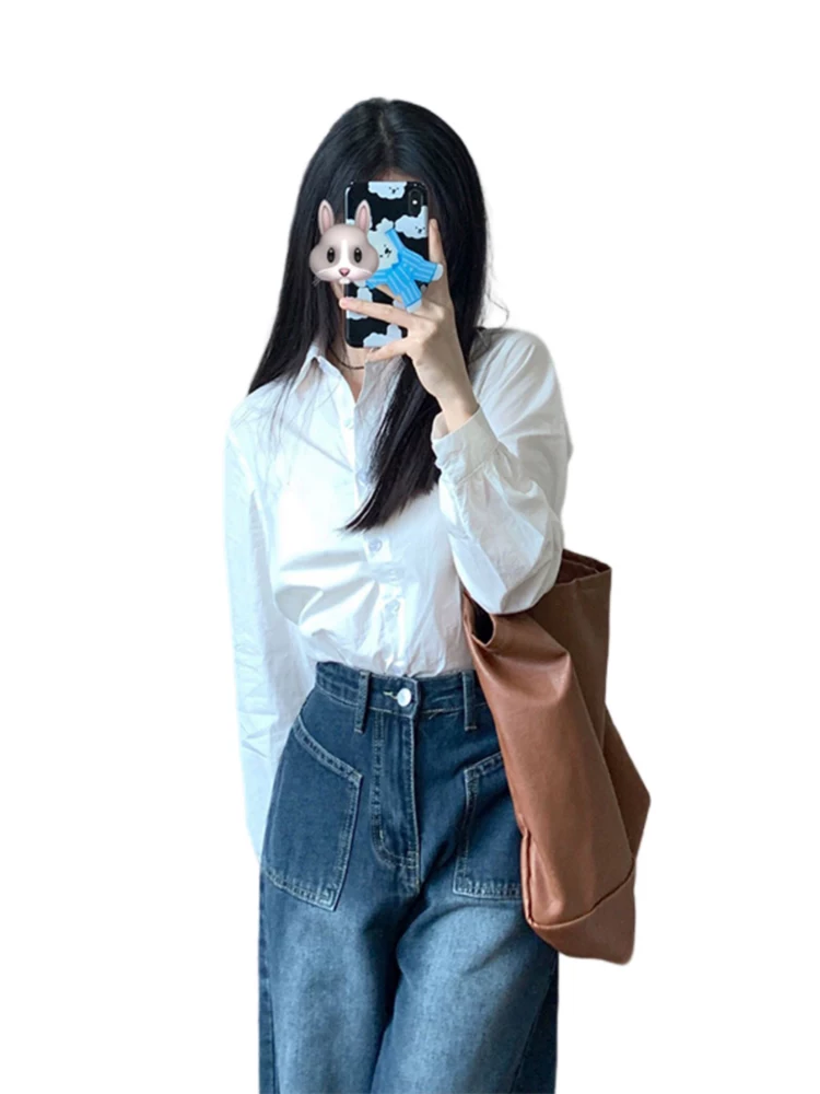 Quần jean ống thẳng dáng quả lê dành cho nữ, mặc đầu thu, cỡ lớn, hơi mũm mĩm, lưng cao, dáng rộng, che bụng, giảm béo, quần ống rộng