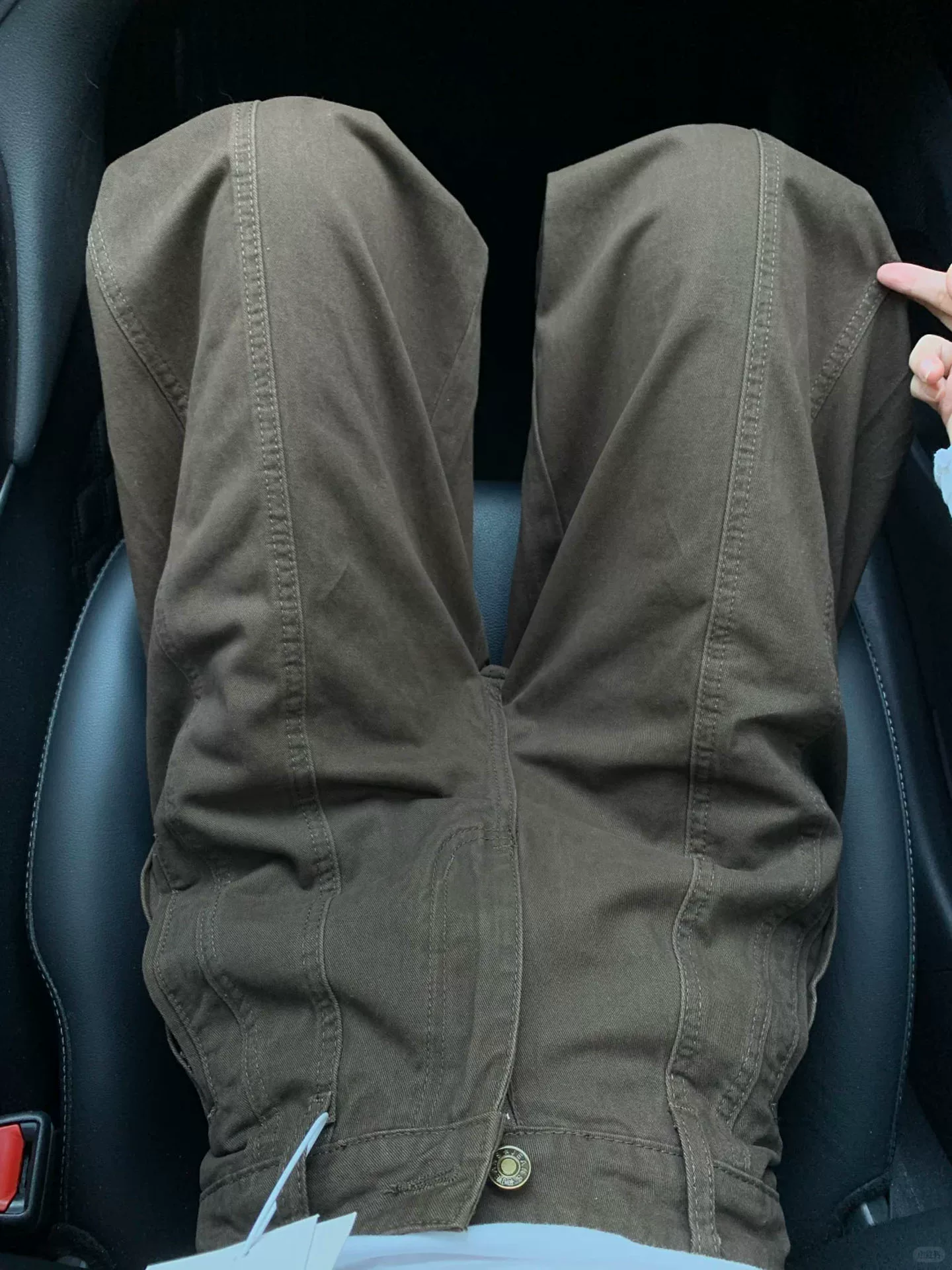 Quần jean ống đứng màu cà phê cổ điển dành cho nữ, mùa thu, cỡ lớn, lưng cao, dáng suôn, thon gọn, dáng quả lê, quần ống rộng