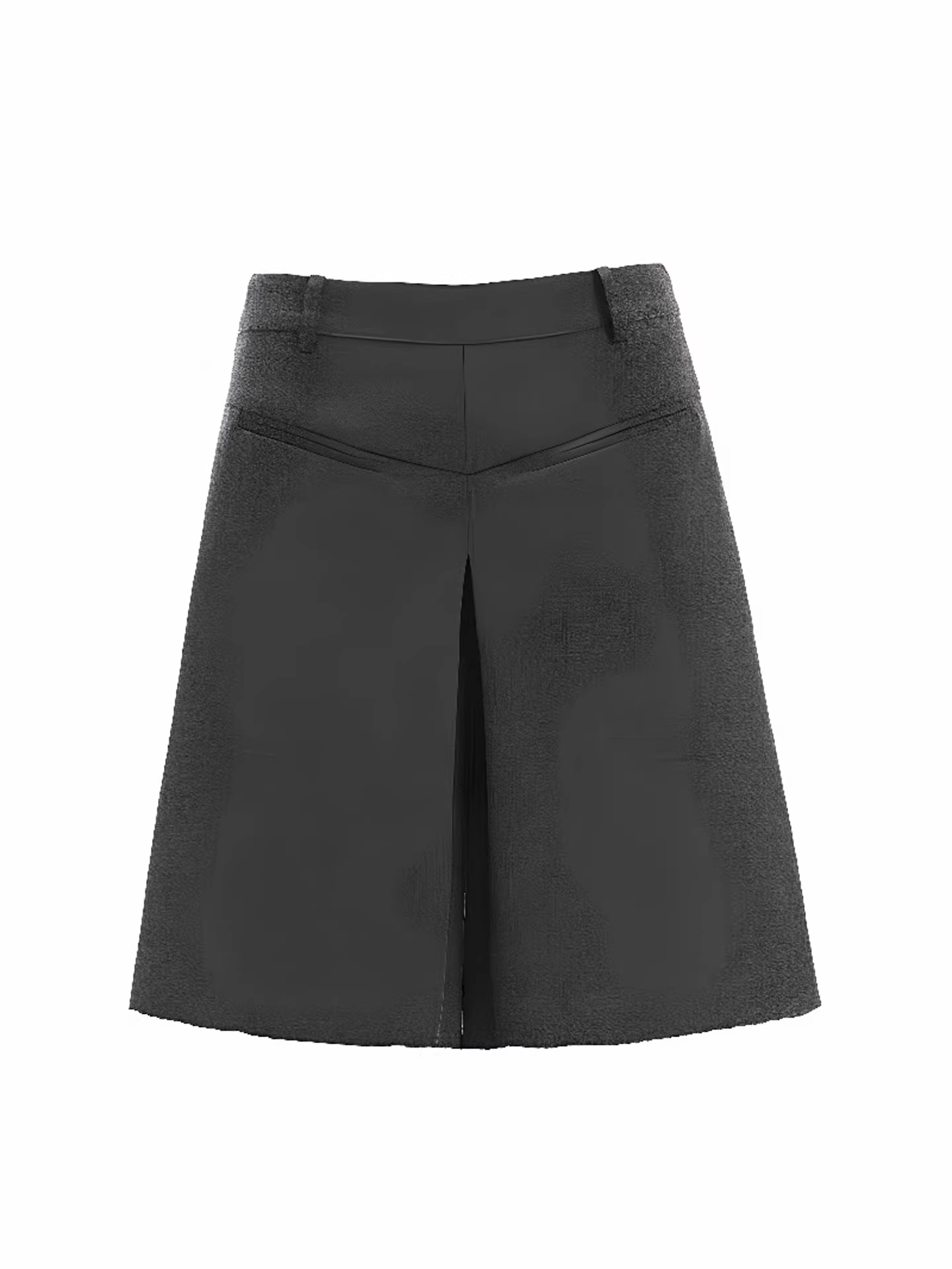 Quần váy ngắn kiểu vest màu xám dành cho nữ, mùa hè, cỡ lớn, lưng cao, dáng rộng, thon gọn, nhỏ nhắn, xếp ly, giản dị, quần dài vừa phải.