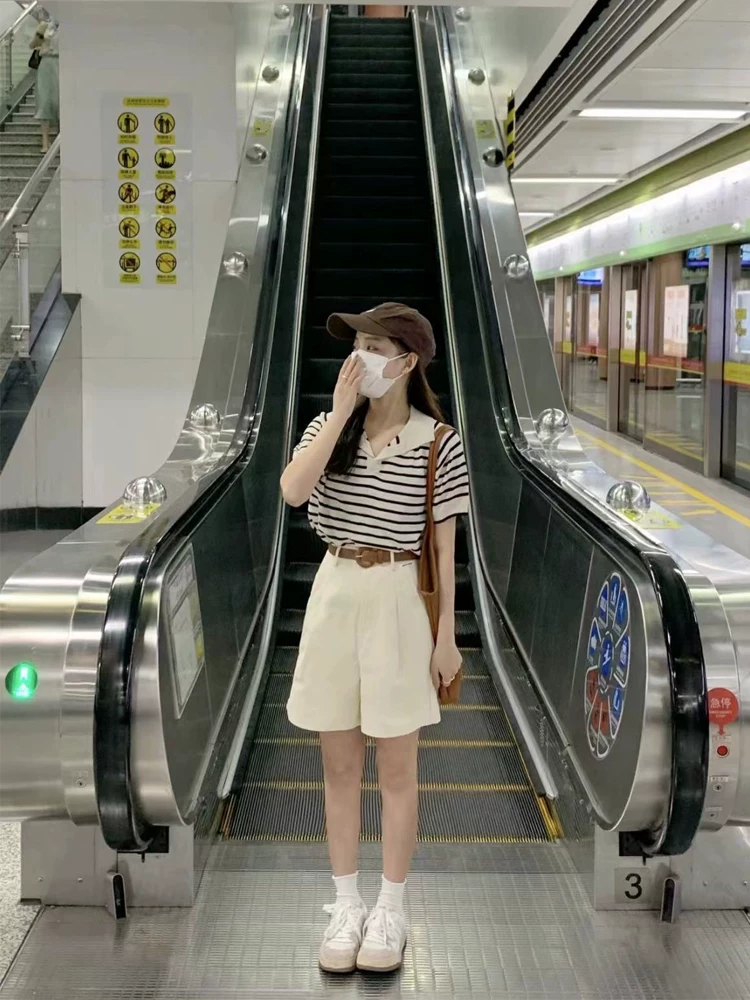 Quần short trắng thường ngày dành cho nữ, cỡ lớn mùa hè, lưng cao, dáng rộng, tôn dáng, quần thường ngày dành cho phụ nữ nhỏ nhắn, quần ống rộng dài ngang đùi.