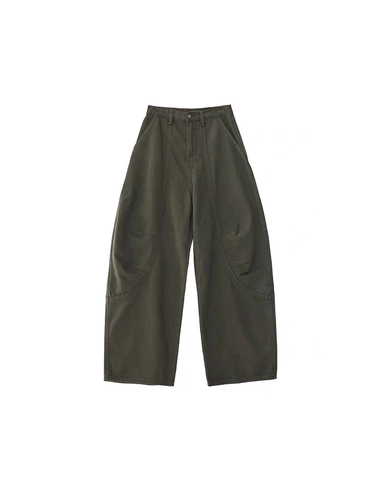 Quần jean màu xanh quân đội dành cho nữ, mùa thu, cỡ lớn, lưng cao, dáng rộng, giảm béo, dáng quả lê, quần ống rộng kiểu công sở