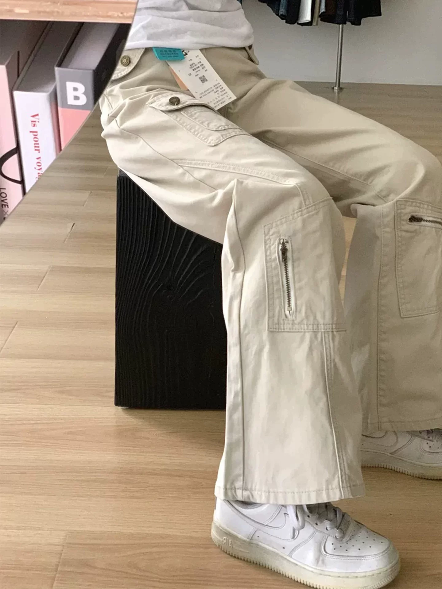 Quần jean kiểu Mỹ dáng loe dành cho nữ, đầu thu, cỡ lớn, lưng cao, dáng rộng, tôn dáng, ống thẳng, quần dài ống rộng