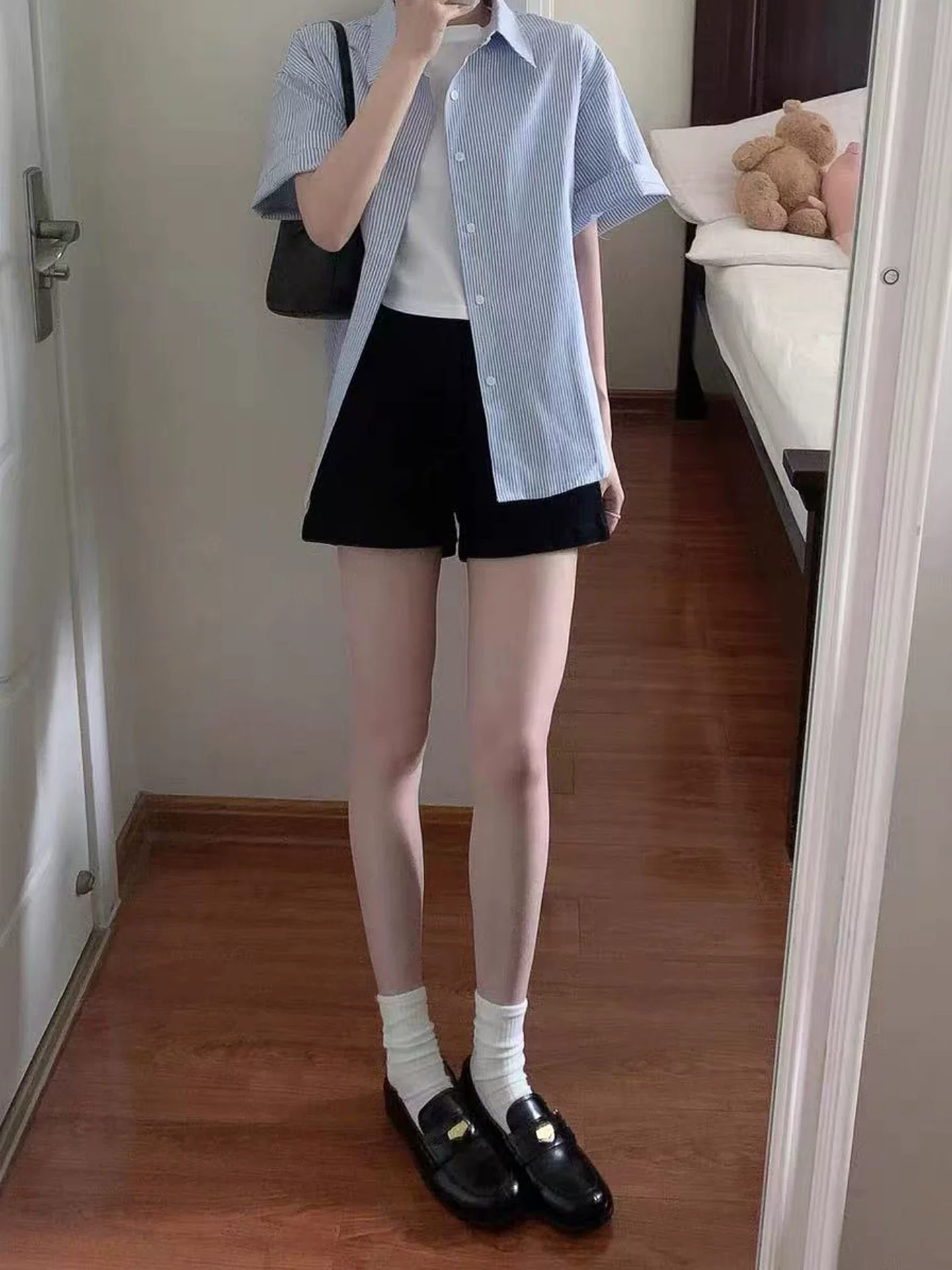 Quần short denim đen nữ mùa hè 2025, size lớn, cạp cao, co giãn, tôn dáng, kiểu dáng chữ A, quần short ngắn