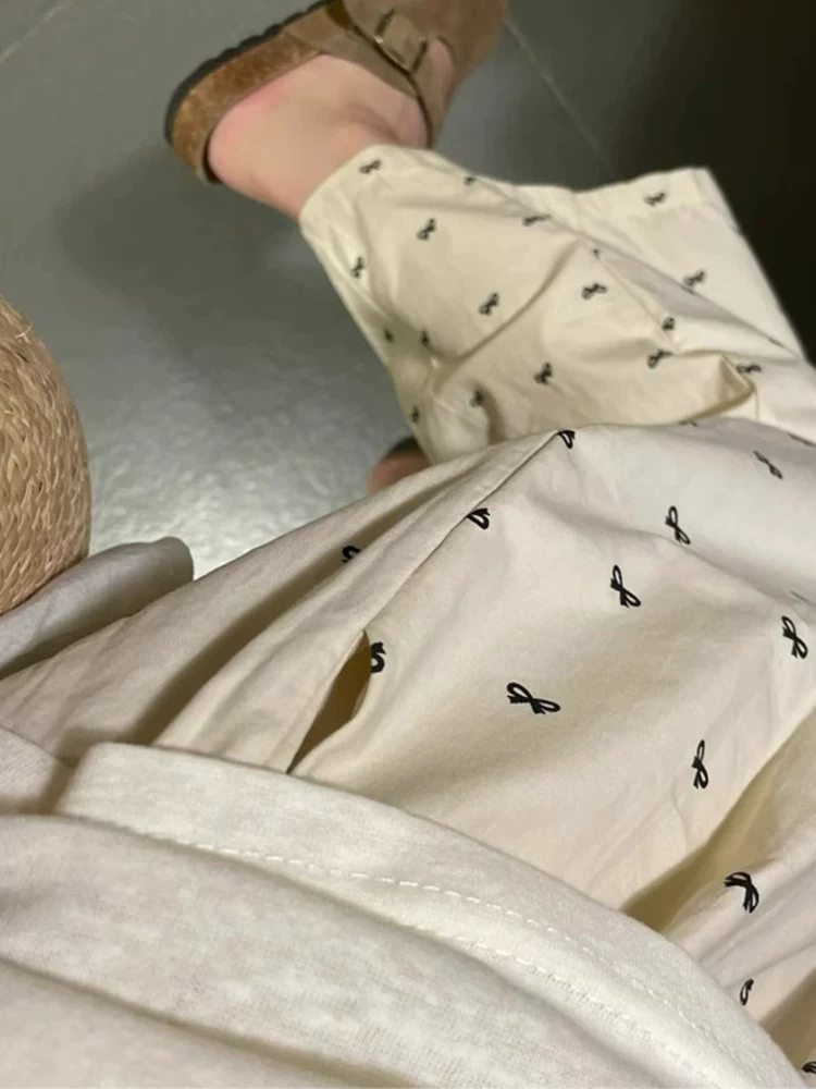 Quần âu kiểu Nhật có nơ dành cho nữ, quần bóng dáng rộng cỡ lớn mùa hè, quần ống rộng Yamamoto cạp cao, dáng rộng, tôn dáng