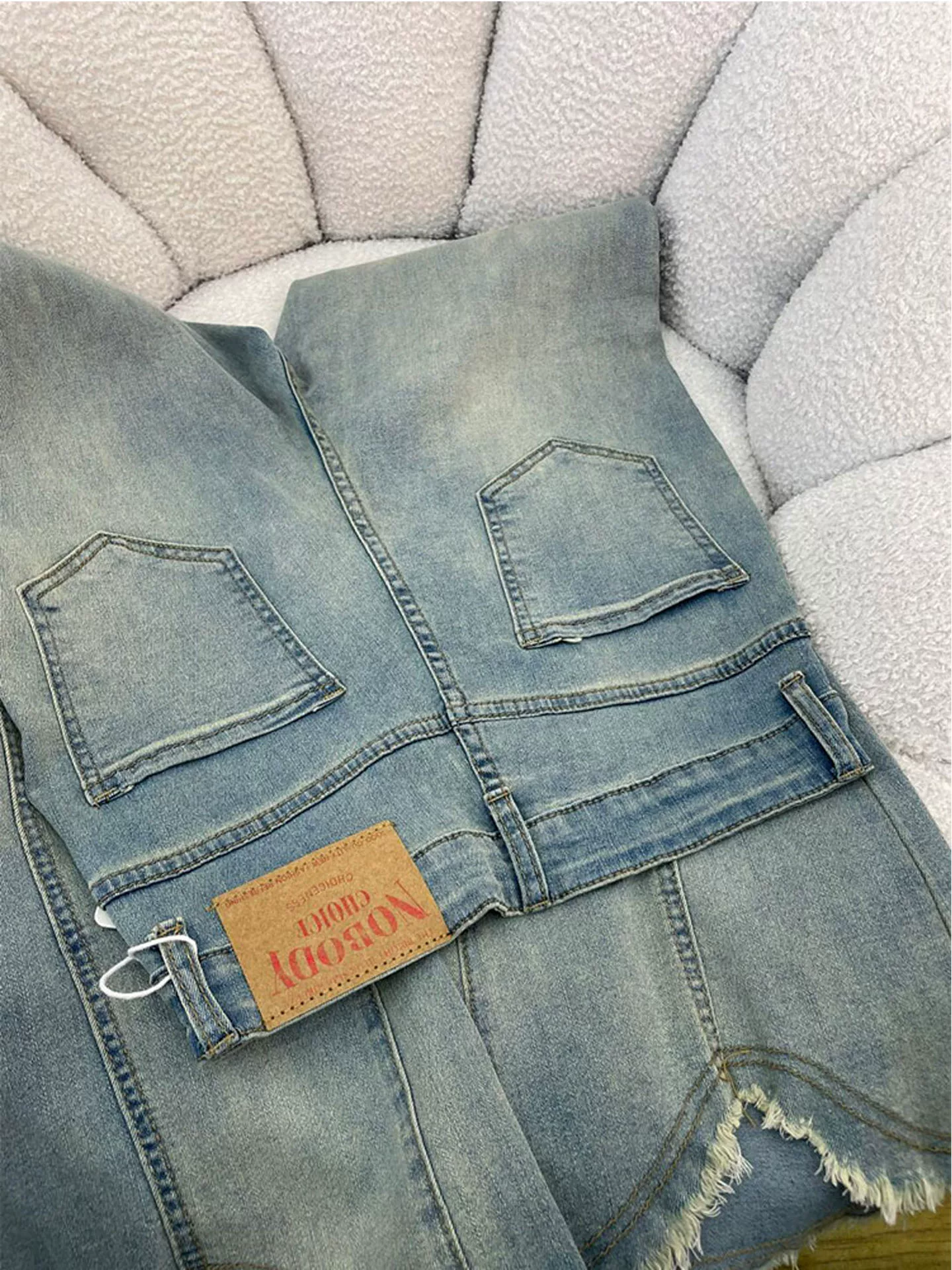 Quần jean xẻ tà màu xanh nhạt dành cho nữ, kiểu dáng mùa thu mới, cỡ lớn, lưng cao, co giãn, che hông, giảm béo, quần ống chuông.