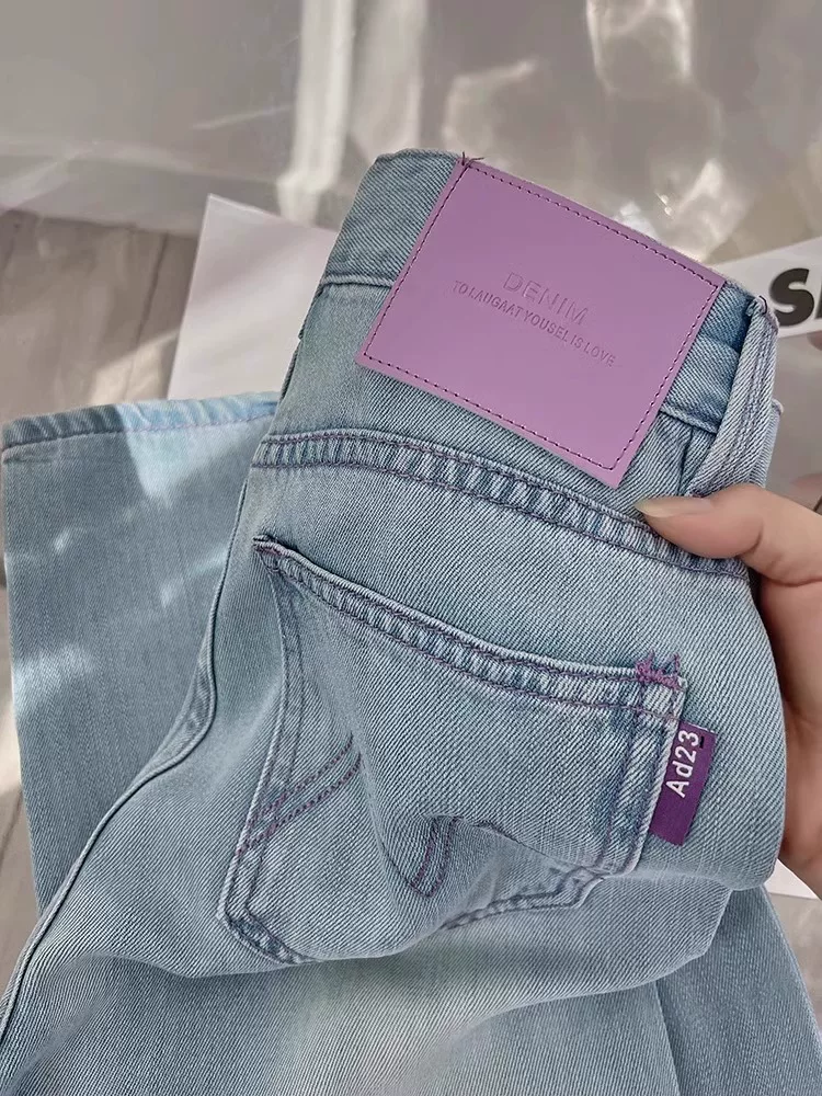 Quần jean dáng thẳng Tencel dáng quả lê dành cho nữ, size lớn mùa hè, cạp cao, dáng suôn, rộng rãi, tôn dáng, quần ống rộng chất liệu lụa đá mát lạnh