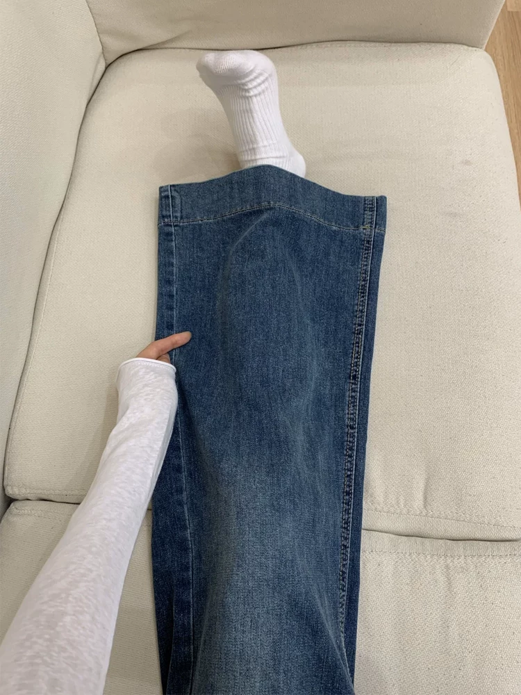 Quần jean loe nữ, mùa xuân, size lớn, cạp cao, dáng rộng, co giãn, tôn dáng, dành cho người có thân hình quả lê, quần ống chuông