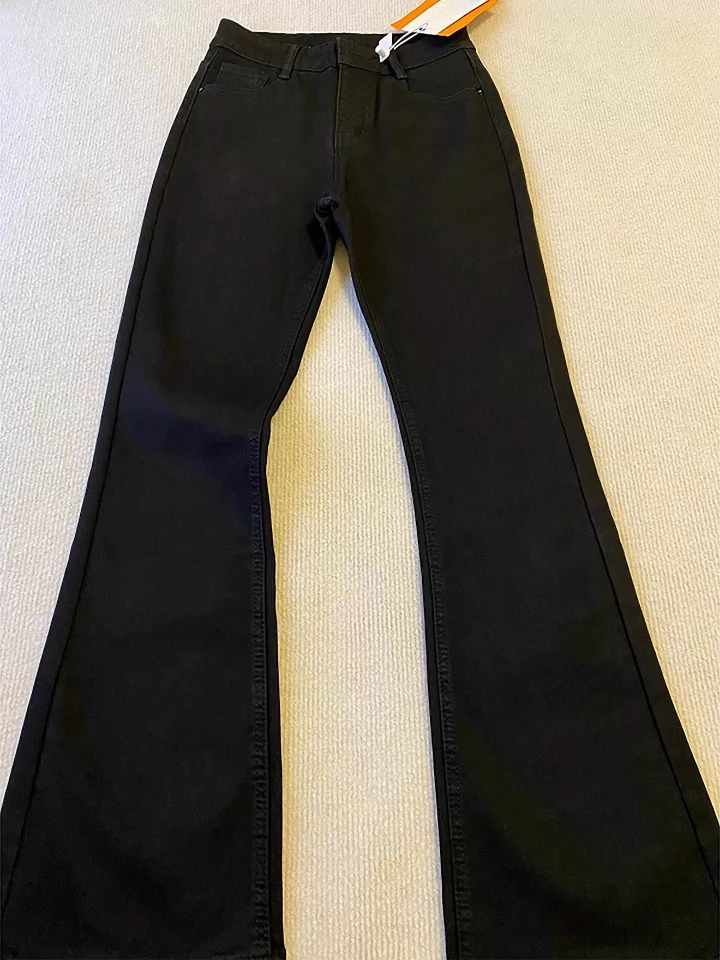 Quần jean ống đứng xòe màu đen lót lông cừu, quần bootcut cạp cao co giãn che hông, dáng ôm, size lớn mùa đông