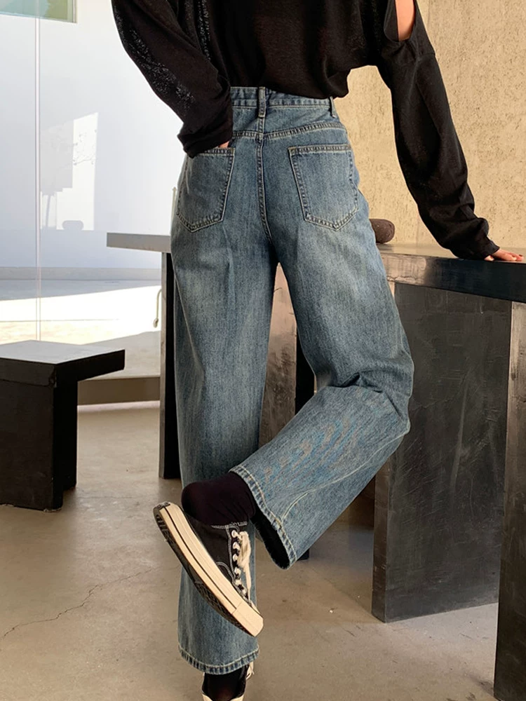 Quần jean ống thẳng dáng quả lê dành cho nữ, mặc đầu thu, cỡ lớn, kiểu dáng hơi mũm mĩm, lưng cao, dáng rộng, dáng thon gọn, quần lửng, hợp thời trang.