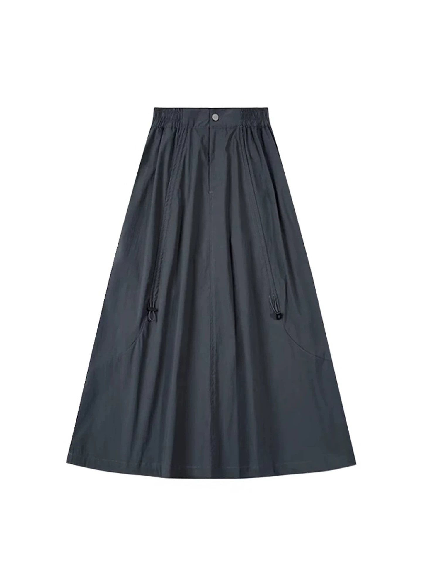 Váy công sở kiểu Mỹ dành cho nữ, phong cách mùa hè 2025, size lớn, cạp cao, che hông, dáng chữ A, dài qua gối, tôn dáng.