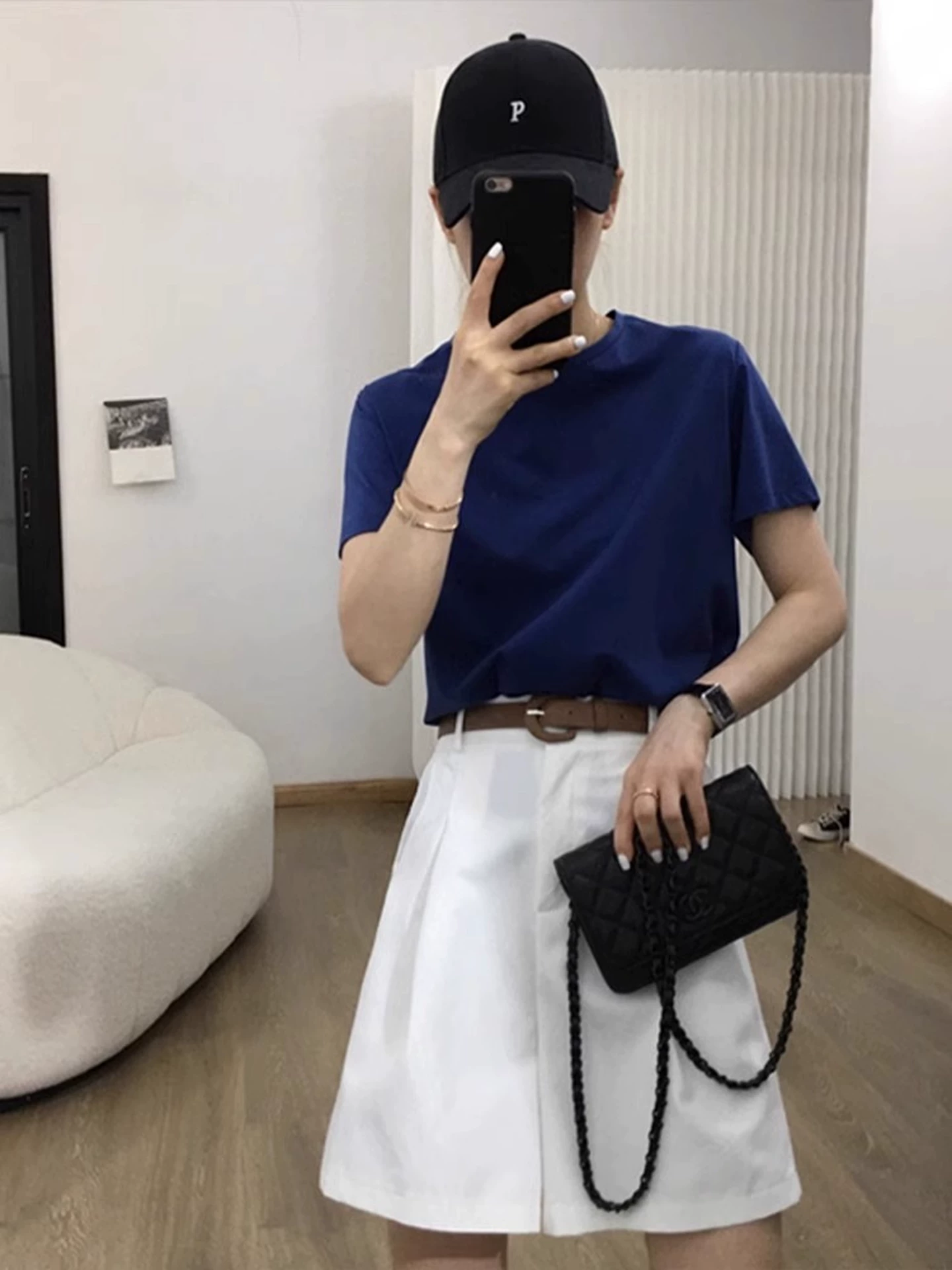 Quần short kaki thường ngày dành cho nữ, kiểu dáng mỏng mùa hè, cỡ lớn, lưng cao, che hông, dáng suôn, tôn dáng, quần short dài ngang đùi dáng rộng năm điểm.