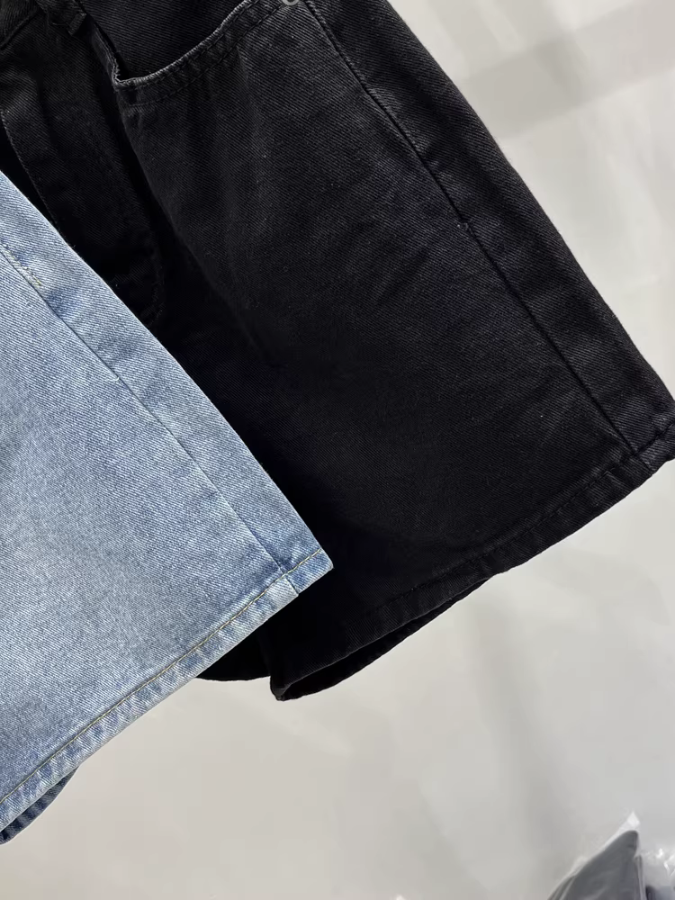 Quần short denim lưng cao dành cho nữ, size lớn mùa hè, kiểu dáng mỏng phù hợp với hông rộng và đùi dày, quần ống rộng dáng chữ A rộng rãi, hợp thời trang.