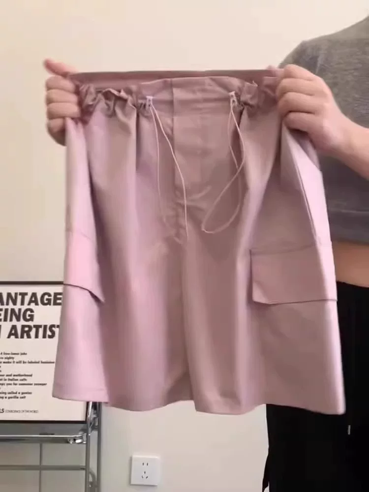 Váy ngắn màu hồng phong cách Dopamine dành cho nữ, váy cỡ lớn mùa hè, cỡ lớn, váy công sở chữ A eo cao kiểu dáng thời trang.