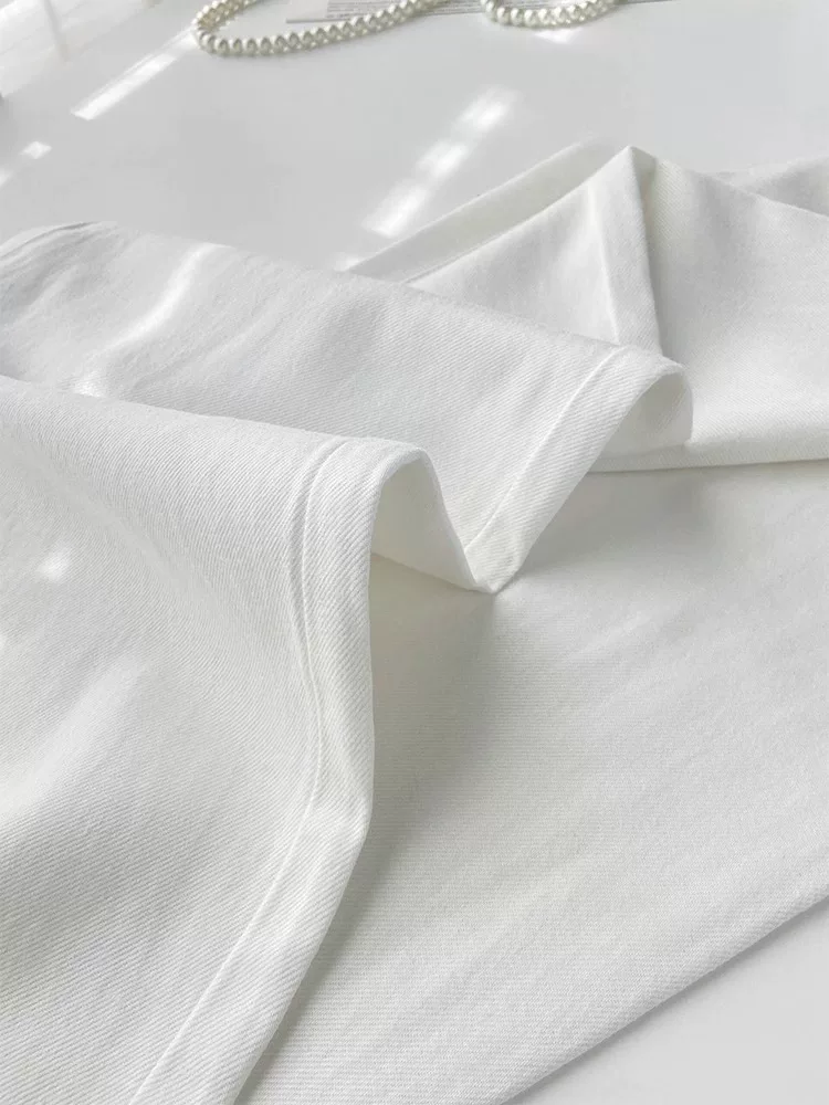 Quần jean Tencel trắng dành cho nữ, kiểu dáng mỏng mùa hè, cỡ lớn, lưng cao, dáng rộng, mềm mại, tôn dáng, quần ống rộng dài chạm sàn chất liệu lụa đá.