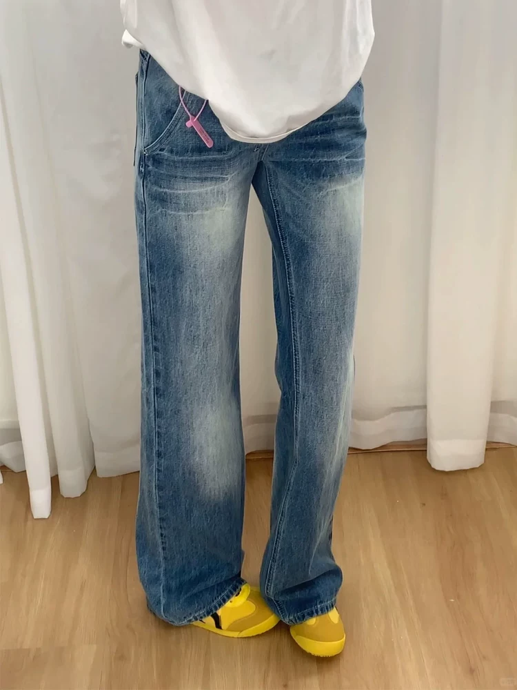 Quần jean loe nữ không bó sát chân, kiểu mới xuân 2025, size lớn, cạp cao, rộng rãi, tôn dáng, quần ống rộng chuông