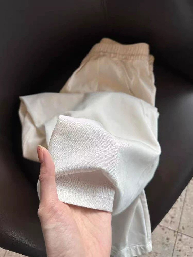 Quần jean ống đứng Tencel trắng dành cho nữ, kiểu dáng mỏng mùa hè, cỡ lớn, lưng cao, mềm mại, tôn dáng, quần ống rộng chất liệu lụa đá