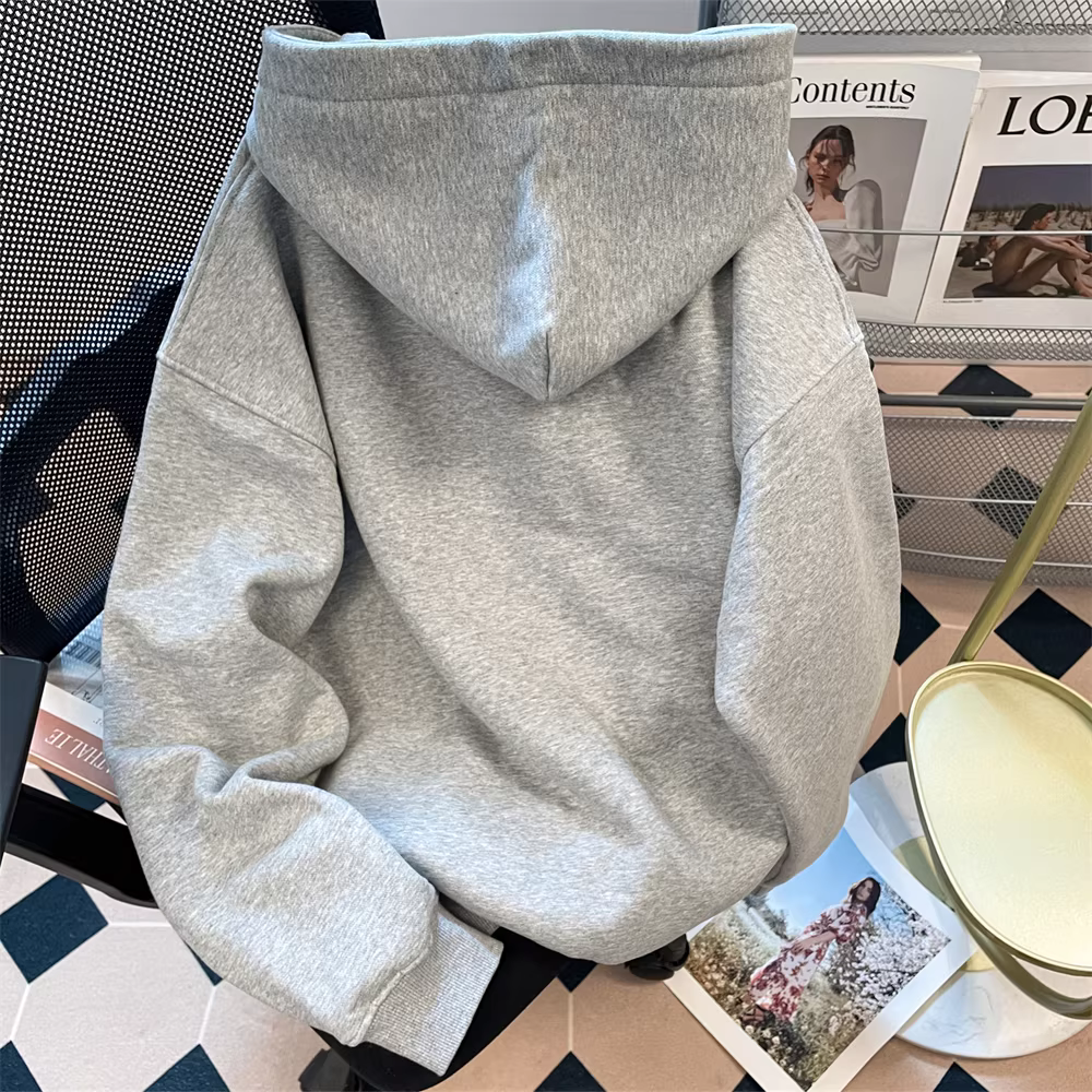 Áo hoodie thêu chữ chấm bi kiểu Mỹ dành cho nữ, áo cặp đôi đa năng, thoải mái và giản dị mùa thu