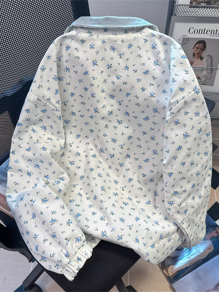 Áo khoác hai mặt họa tiết hoa ngọt ngào đầu thu phong cách Hàn Quốc dành cho nữ, sành điệu, độc đáo, sang trọng, cao cấp, áo khoác cardigan siêu xinh