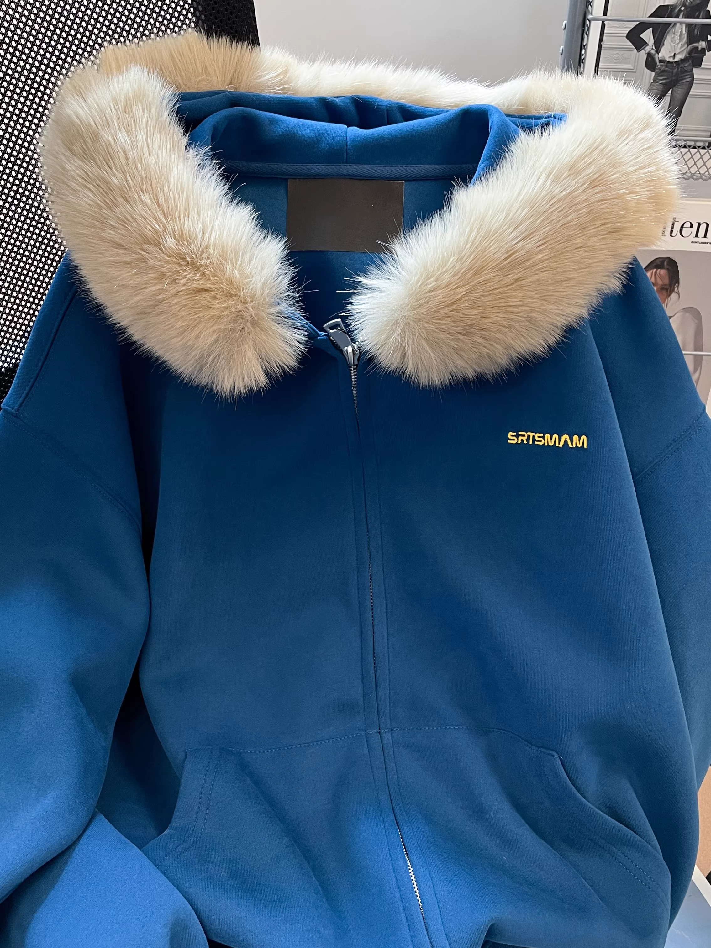 Áo len cardigan cổ lông kiểu lười biếng kiểu Mỹ dành cho nữ, thiết kế thu đông, phong cách độc đáo, áo khoác ấm lót lông cừu.