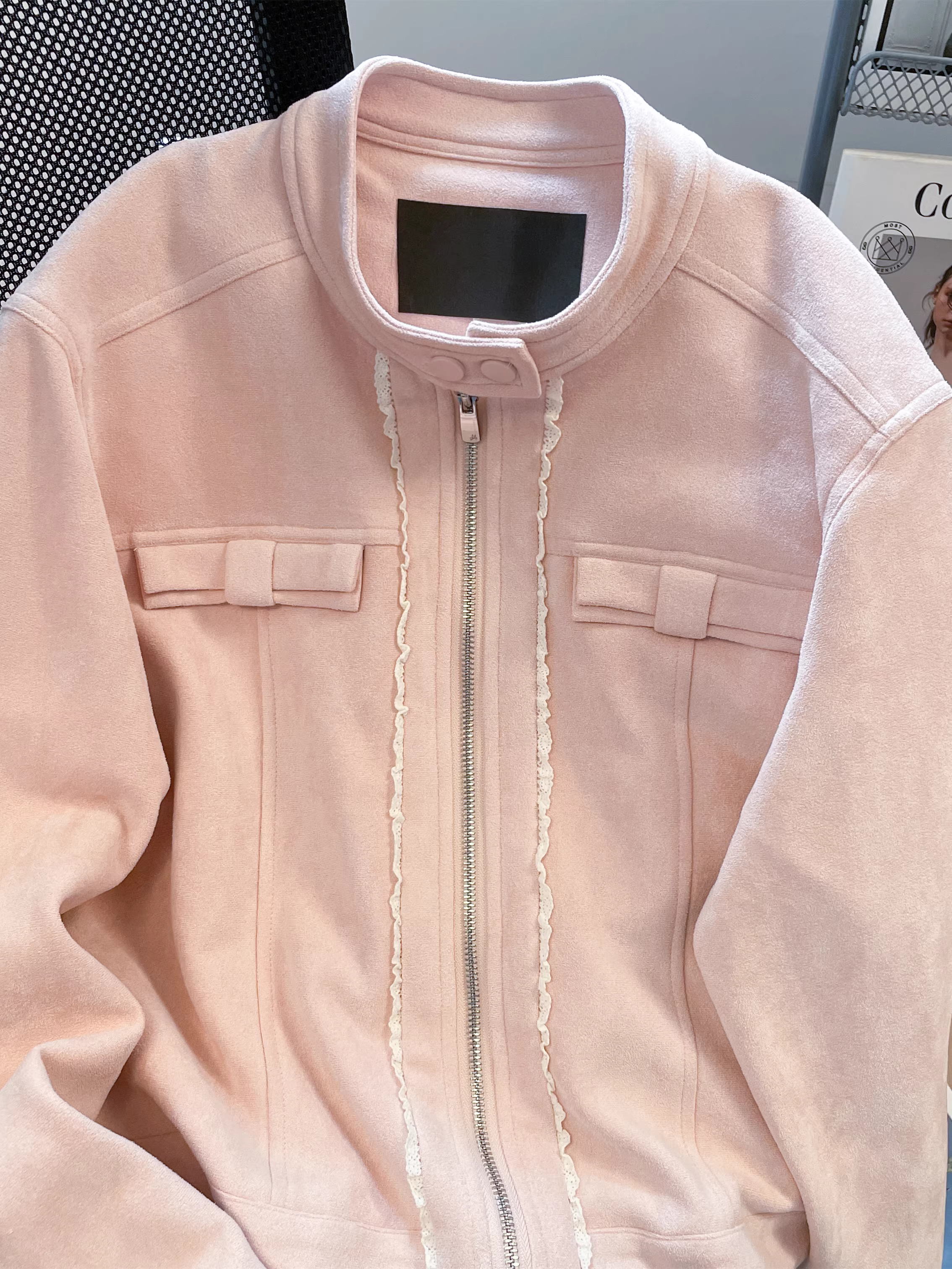 Áo khoác da lộn kiểu dáng cổ điển kiểu Mỹ dành cho nữ, mùa thu đông, áo khoác bóng chày sang trọng, đẹp, sành điệu