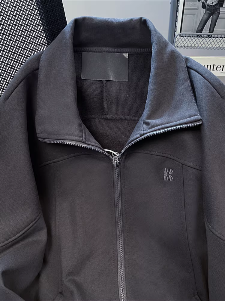 Áo khoác thường ngày hip-hop đường phố kiểu Mỹ dành cho nữ vào mùa thu đông, áo khoác cardigan cổ đứng dành cho cặp đôi cao cấp