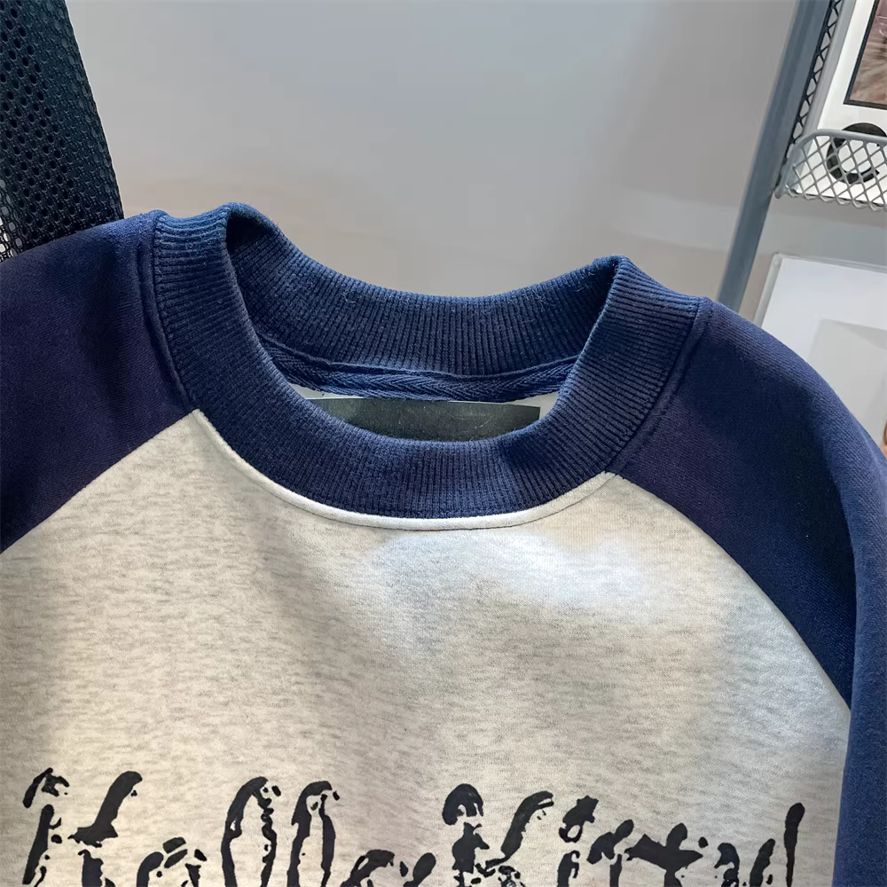 Áo len hình mèo Hello Kitty dễ thương phong cách châu Âu dành cho nữ, thời trang thu đông trẻ trung, áo dài tay raglan phối màu