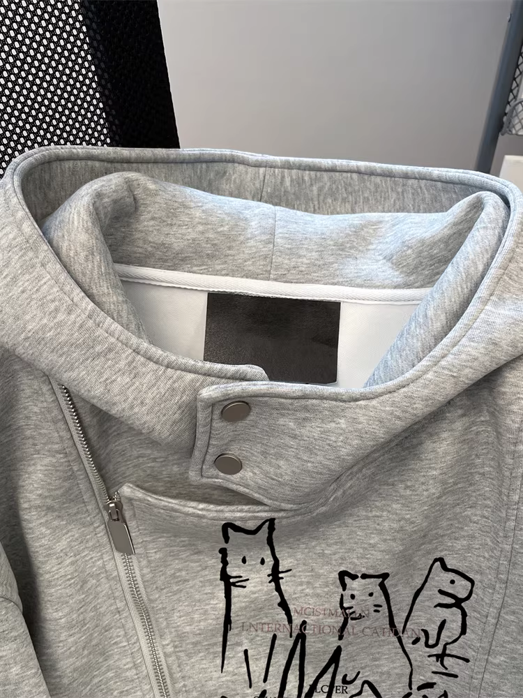 Áo khoác nỉ dày giữ ấm có mũ trùm đầu kiểu Hàn Quốc dành cho nữ, thu đông 2025, kiểu dáng rộng, bộ đồ đôi mới