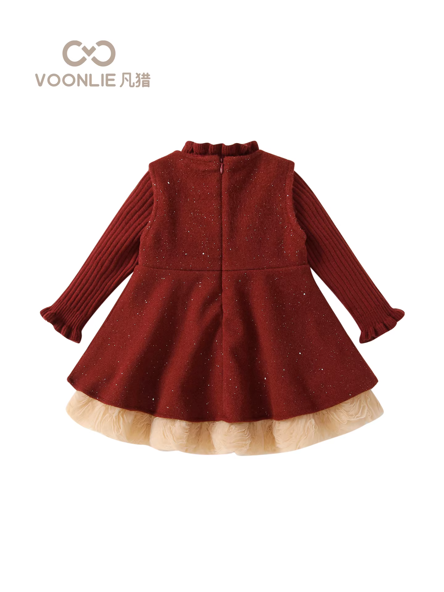 Váy bé gái Fanhle mùa đông 2025, thời trang mới, váy công chúa trẻ em, váy áo gile lót lông cừu mùa đông cho bé gái