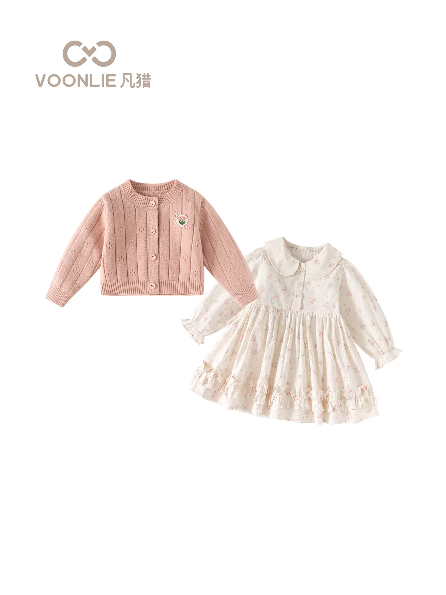 Váy bé gái Fanhle Thu 2025 Mẫu mới Thời trang Váy công chúa bé yêu Bộ áo len dệt kim cho mùa xuân và mùa thu