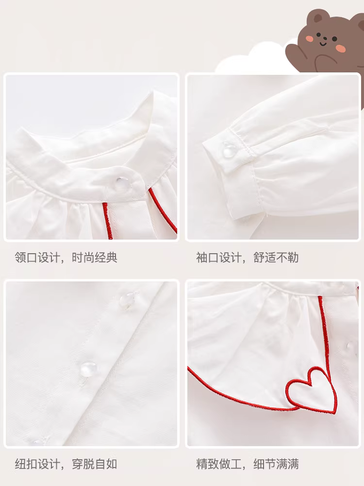 Áo sơ mi nữ Fanhle Xuân Thu 2025 Áo sơ mi trẻ em thời trang mới Áo sơ mi cotton