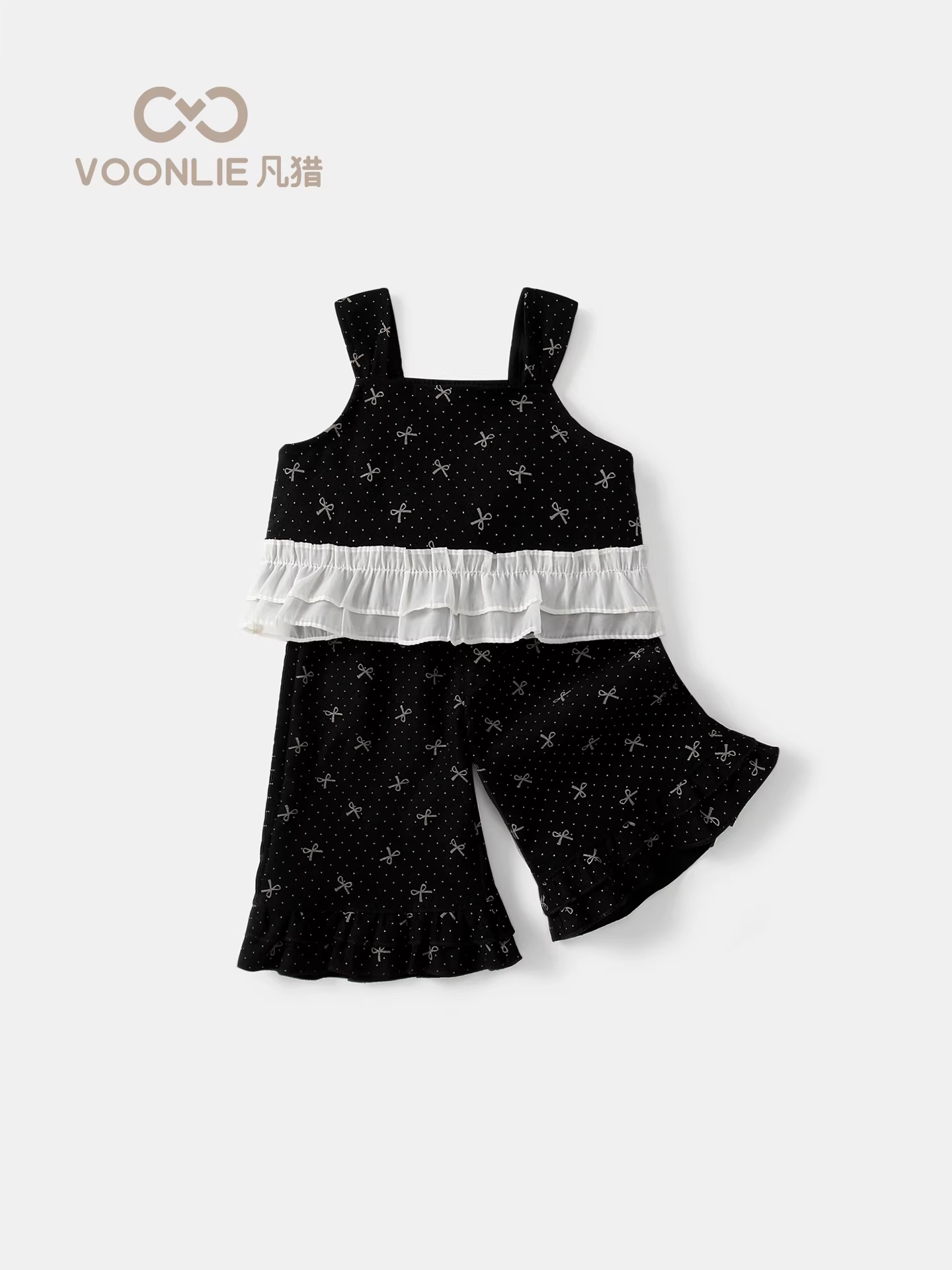 Bộ đồ bé gái thu đông 2025 thời trang mới, quần yếm chuông hai mảnh cho bé, mùa xuân thu