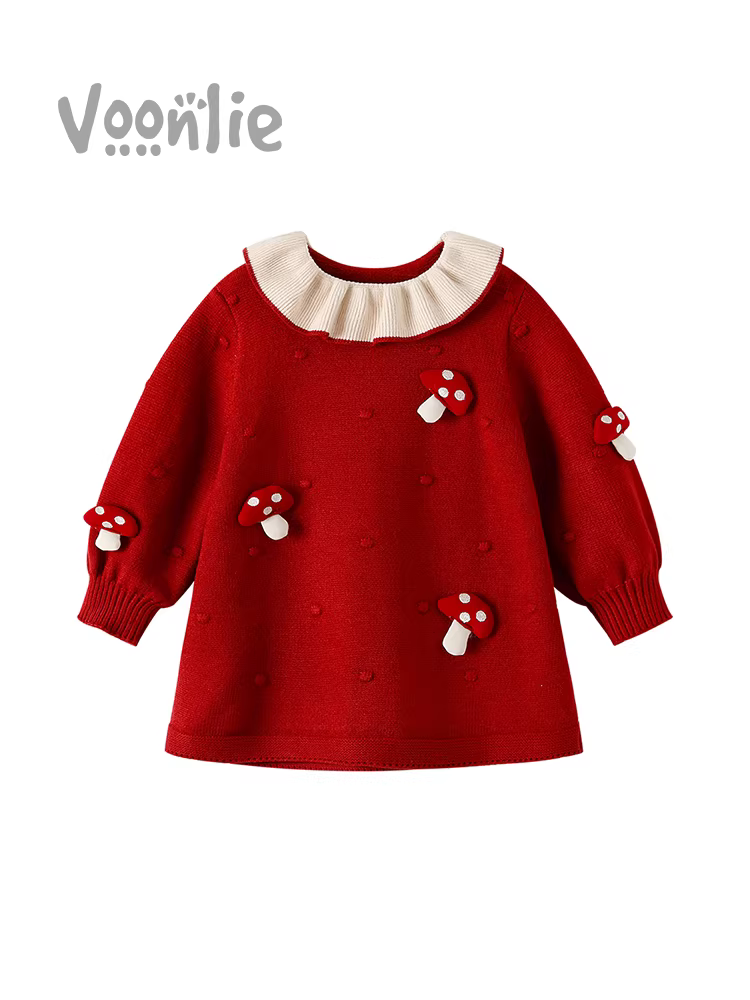 Váy len bé gái thu đông 2025 kiểu mới, váy công chúa trẻ em thời trang, váy bé gái một tuổi, váy Tết