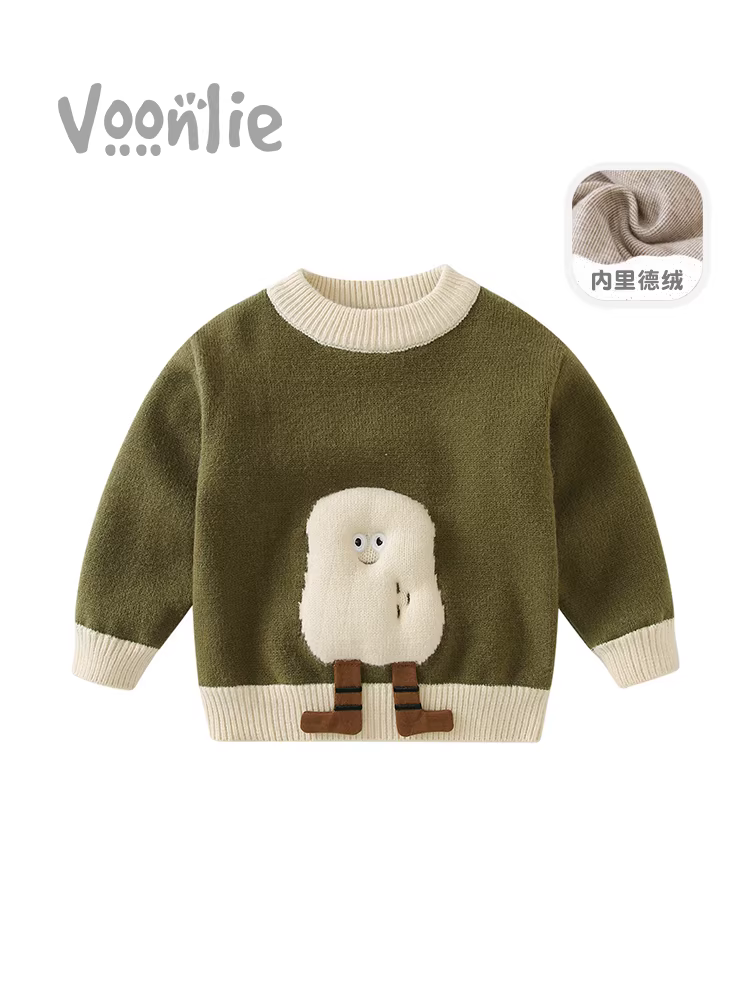 Áo len bé trai Fanhle Thu/Đông 2025 Áo len dệt kim trẻ em mới chất liệu nhung Đức dày dặn áo bé mùa đông