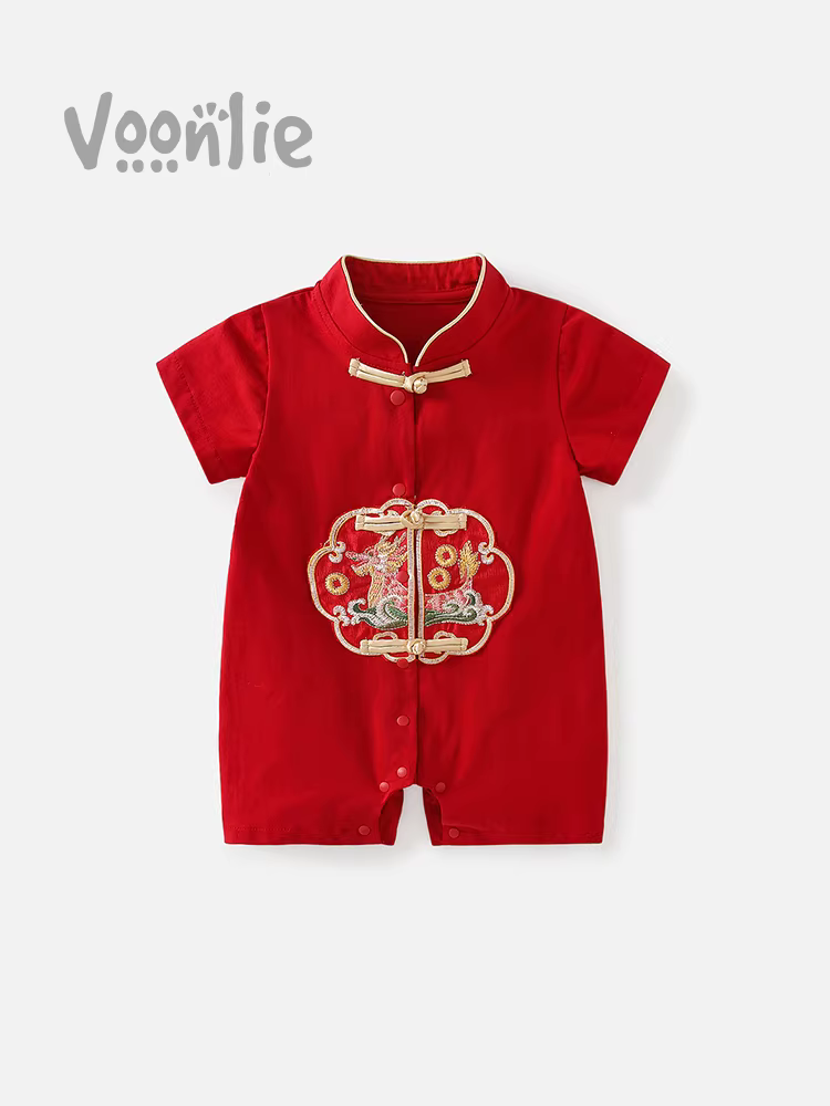 Quần áo trẻ em, quần áo mùa hè, bộ liền thân cho bé trai sơ sinh, đầy tháng, trăm ngày, trang phục lễ hội sinh nhật đầu tiên, trang phục lễ kỷ niệm sinh nhật, bộ liền thân mùa hè.