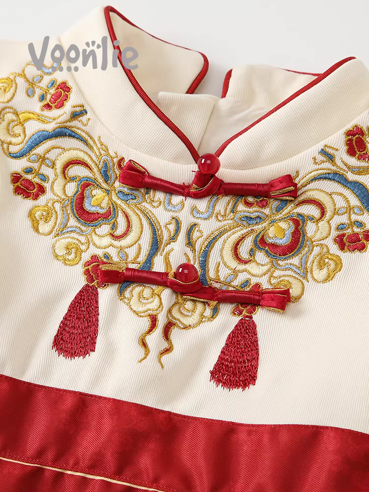 Váy kiểu mặt ngựa dành cho bé gái trang phục mùa thu 2025 mới dành cho trẻ em theo phong cách truyền thống Trung Quốc Hanfu Tang suit váy sinh nhật đầu tiên của bé để kỷ niệm sinh nhật mùa xuân và mùa thu