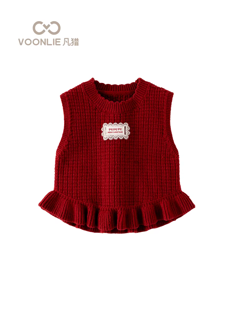 Áo len dệt kim cho bé gái Fanhle Thu Đông 2025 Áo khoác trẻ em thời trang mới Áo khoác ngoài không tay cho bé Áo khoác không tay cho mùa xuân và mùa thu