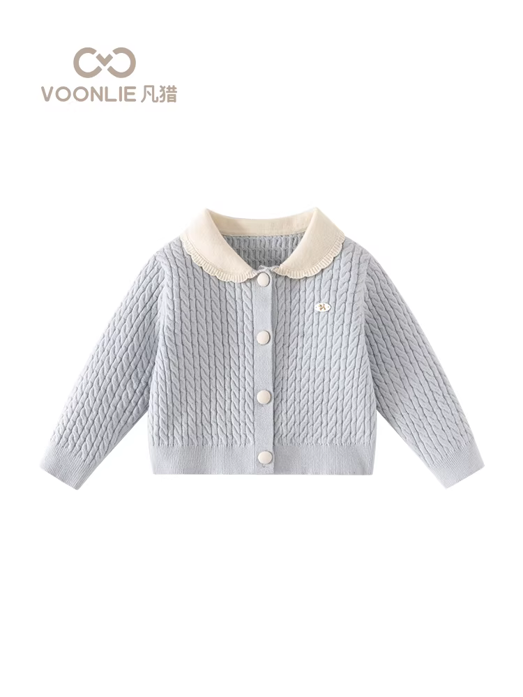 Áo len dệt kim nữ Fanhle Thu Đông 2025 Áo len trẻ em thời trang mới Áo khoác trẻ em đa năng cho mùa thu đông