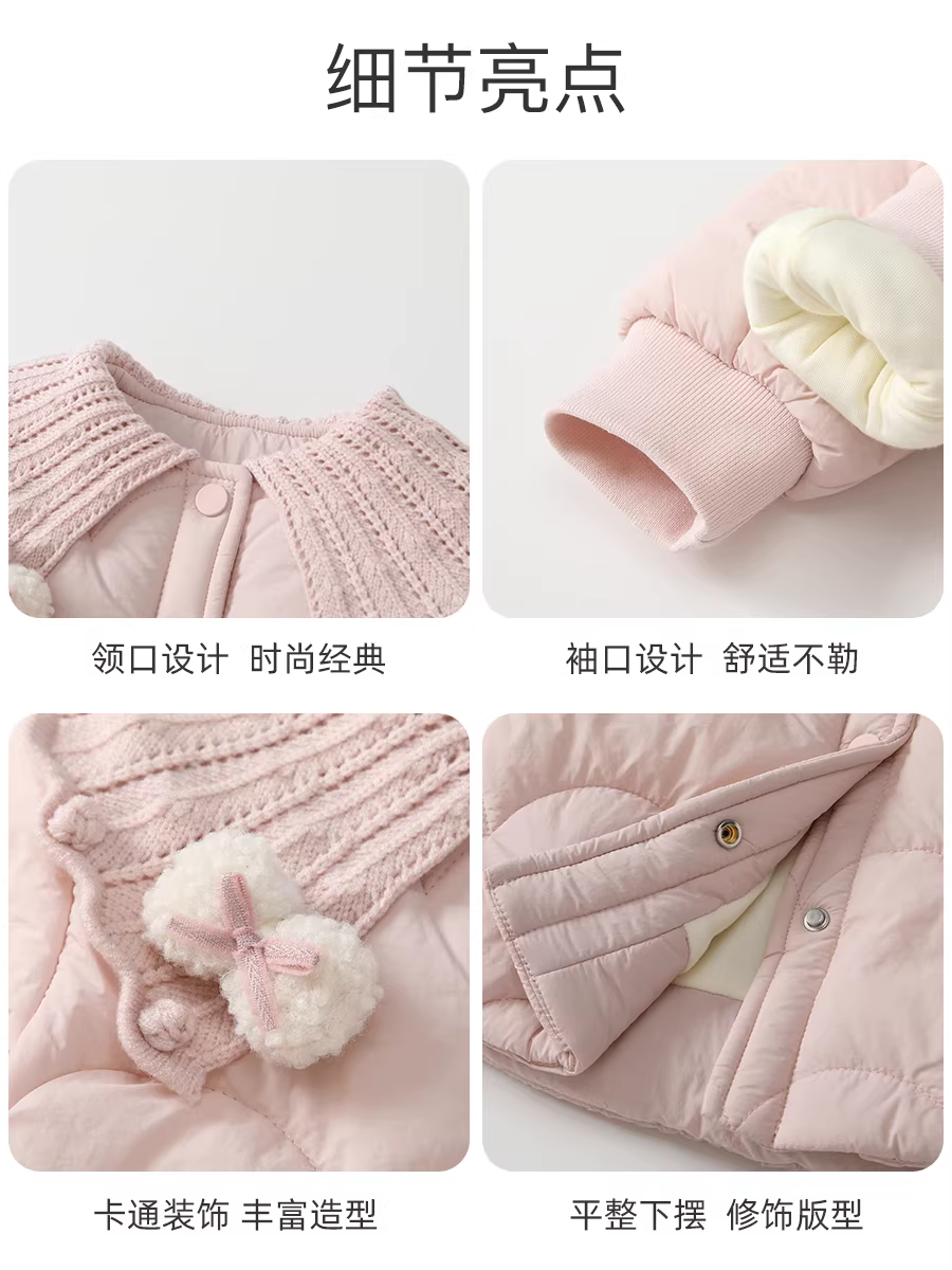 Áo khoác độn bông cho bé gái quần áo mùa đông quần áo trẻ em sành điệu áo khoác cotton đệm cho bé áo ấm ngoài trời mùa đông
