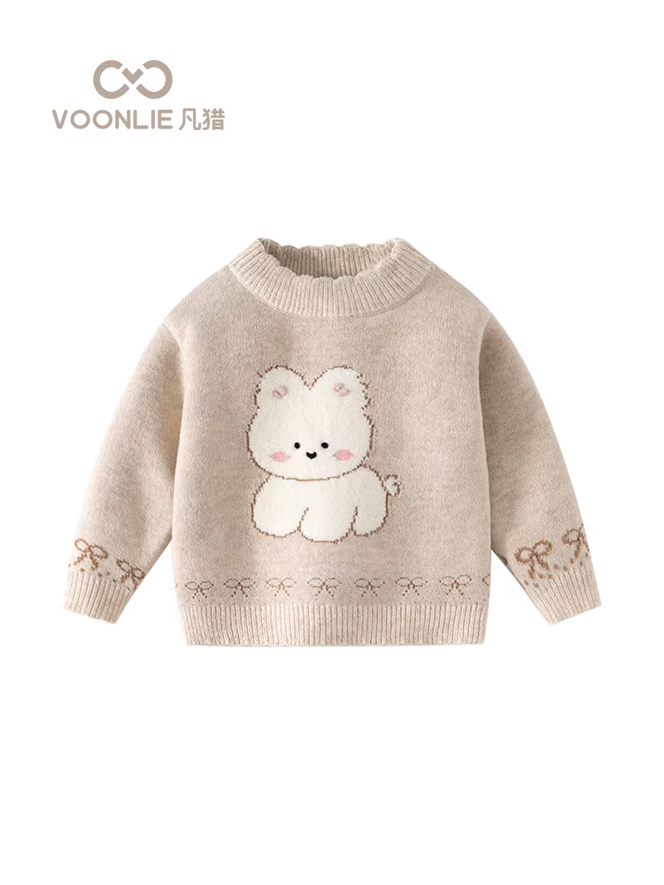 Áo len nữ Fanhai quần áo mùa đông thời trang trẻ em ấm áp có lót lông cừu dệt kim dài tay cho bé áo sơ mi dài tay mùa đông
