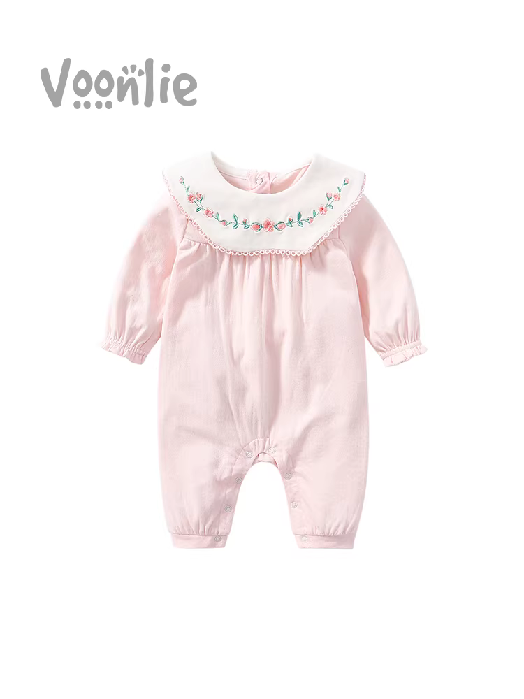 Quần áo trẻ em Fanhai trang phục mùa thu cotton nguyên chất áo liền quần sơ sinh bé gái trăm ngày đầy tháng công chúa áo liền quần sành điệu mùa xuân và mùa thu