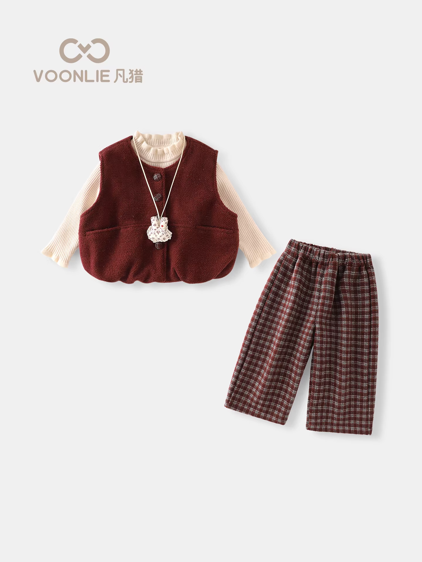 Bộ đồ mùa đông Fanhle cho bé gái 2025, thời trang mới, quần áo trẻ em, bộ ba món lót lông cừu giữ ấm cho bé gái mùa đông