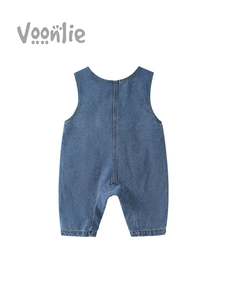 Quần yếm denim bé trai thu đông 2025 kiểu dáng mới thời trang quần dài bé gái quần bé đa năng xuân thu