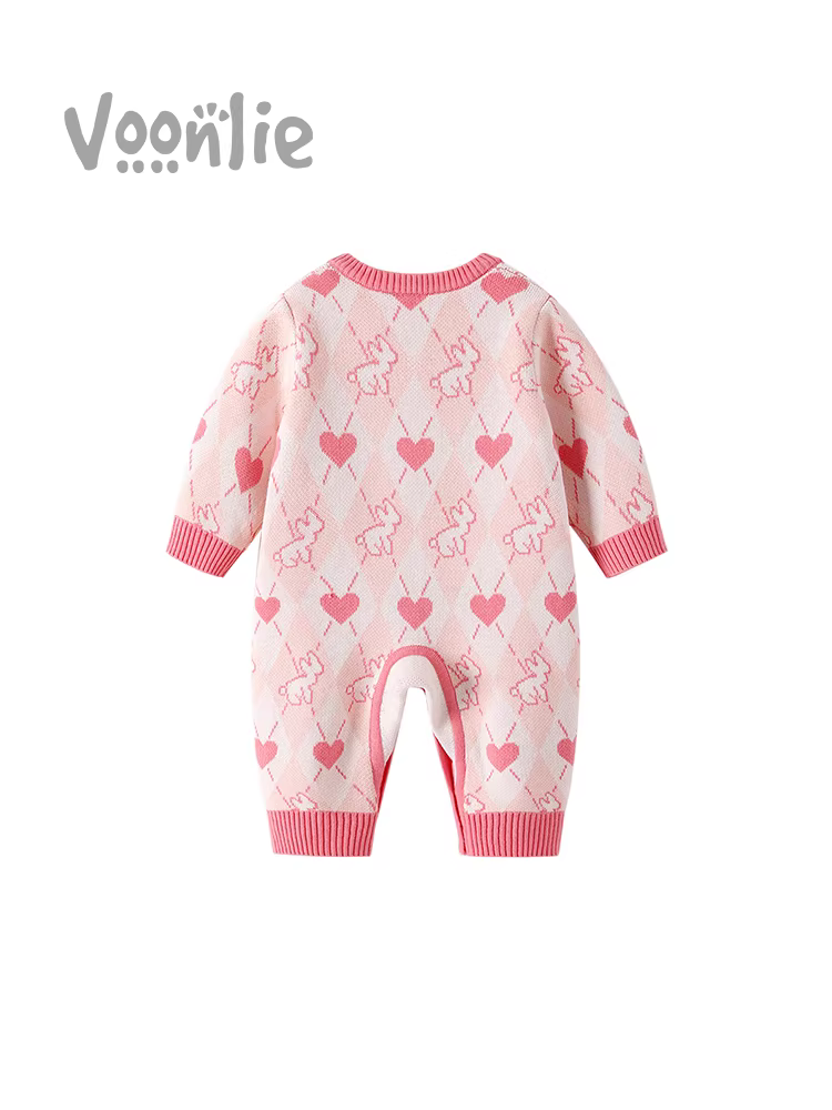 Fanhai Quần Áo Trẻ Em Trang Phục Mùa Thu Sơ Sinh Bé Gái Dệt Kim Romper Áo Liền Quần Công Chúa Trăng Tròn Trăm Ngày Jumpsuit Bò Bộ Đồ Xuân Thu