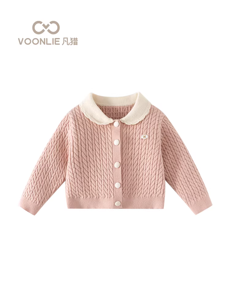 Áo len dệt kim nữ Fanhle Thu Đông 2025 Áo len trẻ em thời trang mới Áo khoác trẻ em đa năng cho mùa thu đông