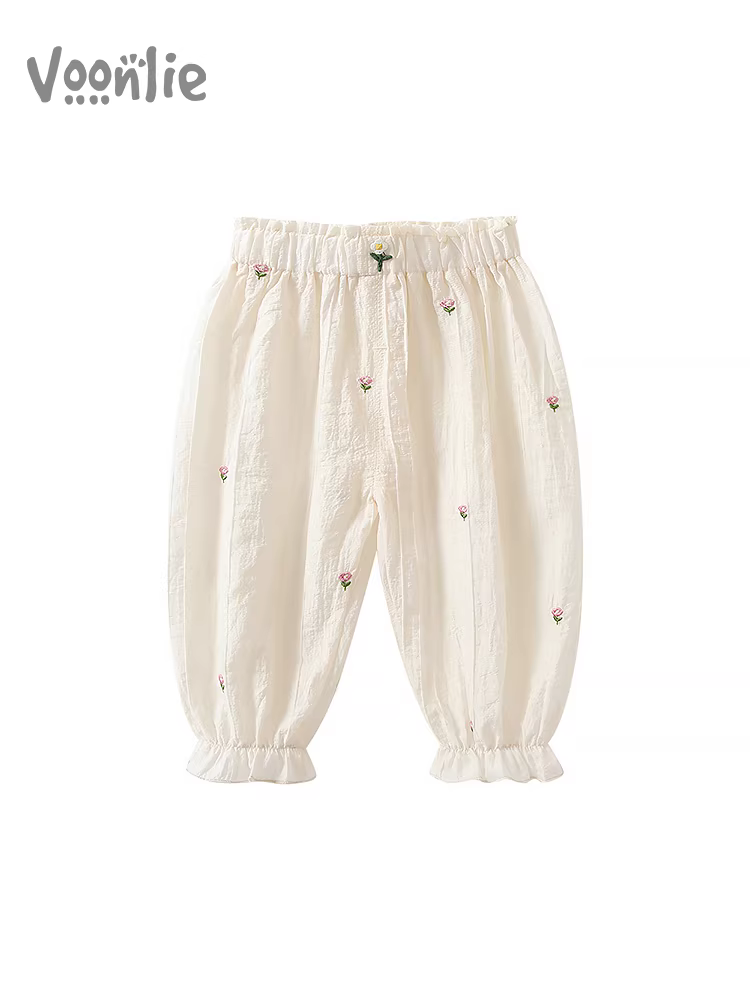 Quần chống muỗi cho bé gái mặc hè 2025 kiểu mới quần áo trẻ em mặc ngoài kiểu đèn lồng quần trẻ em chín phần mùa hè kiểu mỏng