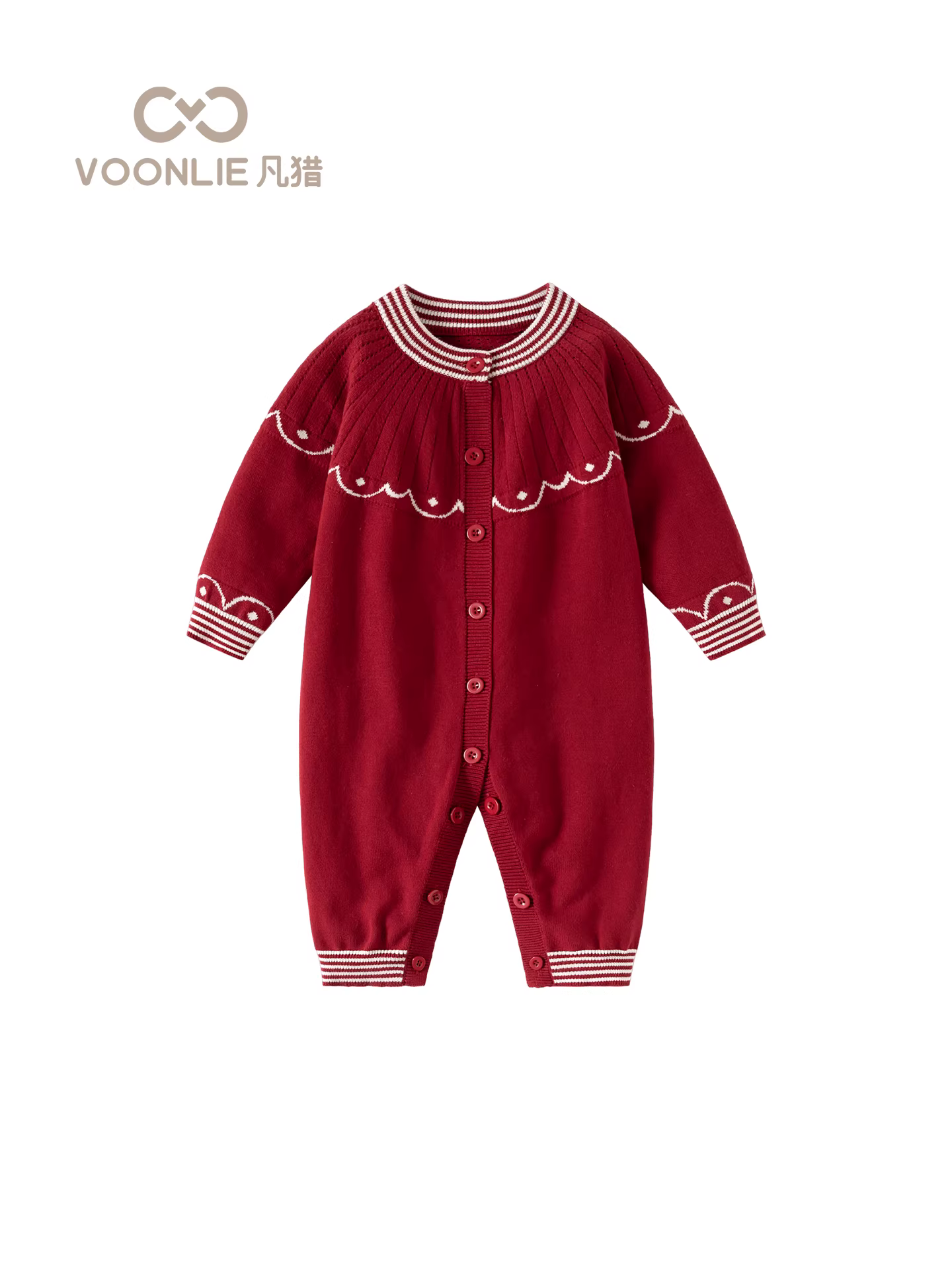 Quần áo trẻ em Fanhai trang phục mùa thu unisex bé trai bé gái áo liền quần đan len đầy tháng trăm ngày áo liền quần một tuổi trang phục trang trọng mùa xuân và mùa thu