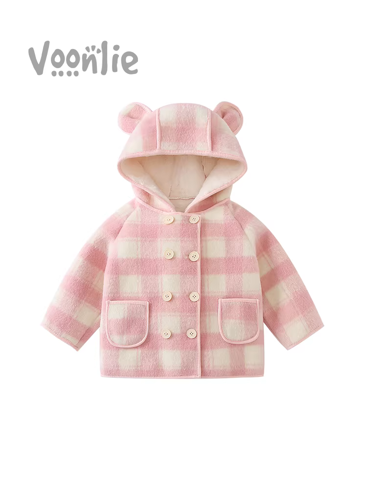 Áo khoác mùa đông Fanhle cho bé gái 2025, quần áo trẻ em mới, áo bé gái dày dặn lót lông cừu thời trang cho mùa đông