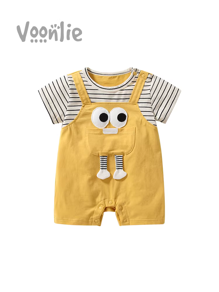Quần áo trẻ em, quần áo mùa hè, kiểu dáng mỏng, áo liền quần bé trai sơ sinh, đầy tháng, trăm ngày, áo liền quần ngắn tay siêu dễ thương, mùa hè