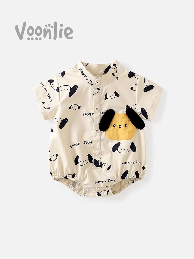 Fanhai Bé Mùa Hè Romper Áo Liền Quần Quần Áo Sơ Sinh Bé Trai Jumpsuit Full Tháng Trăm Ngày Romper Mùa Hè Phong Cách Mỏng