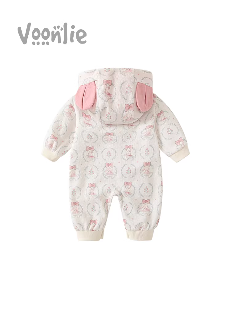 Quần áo trẻ em Fanhai trang phục mùa thu bé gái sơ sinh áo liền quần trăng tròn trăm ngày đi chơi đa năng áo liền quần có mũ trùm đầu mùa xuân và mùa thu